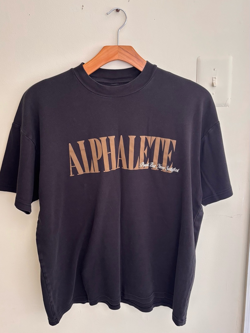 Alphalete Black Tee with Tan Logo M size